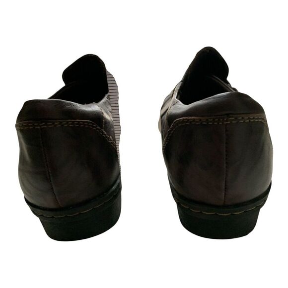 Clarks Brown Leather Shoes Womens 8.5 M Distressed Round Toe Cushioned Comfort - Picture 11 of 16